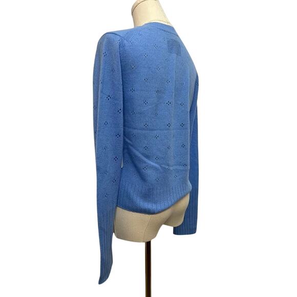 NWT! Guest In Residence Shrunken Pointelle Crew in French Blue M - Picture 7 of 11